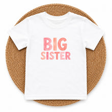 Load image into Gallery viewer, Big Sister Pink Watercolor design on white kids t-shirt
