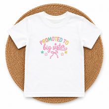 Load image into Gallery viewer, Big Sister Promoted To Big Sister Bow design on white kids t-shirt
