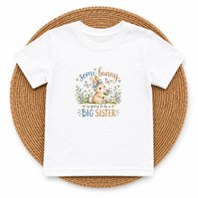 Load image into Gallery viewer, Big Sister Some Bunny Blue design on white kids t-shirt
