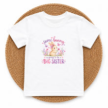 Load image into Gallery viewer, Big Sister Some Bunny Lavender design on white kids t-shirt
