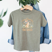 Load image into Gallery viewer, Big Sister Some Bunny Neutral design on sage kids t-shirt
