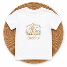 Load image into Gallery viewer, Big Sister Some Bunny Neutral design on white kids t-shirt
