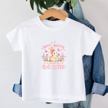Load image into Gallery viewer, Big Sister Some Bunny Pink design on white kids t-shirt
