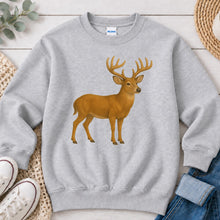 Load image into Gallery viewer, Buck Hunting design on Ash Grey crewneck sweatshirt
