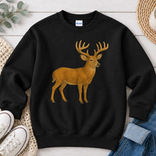 Load image into Gallery viewer, Buck Hunting design on Black crewneck sweatshirt
