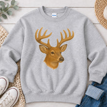 Load image into Gallery viewer, Buck Head Hunting design on Ash Grey crewneck sweatshirt
