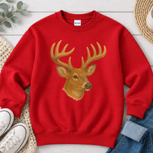 Load image into Gallery viewer, Buck Head Hunting design on Red crewneck sweatshirt

