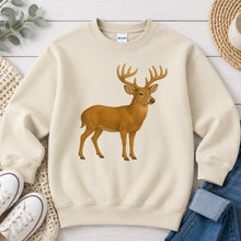 Load image into Gallery viewer, Buck Hunting design on Sand crewneck sweatshirt
