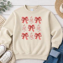 Load image into Gallery viewer, Candy Cane Coquette Tree Cakes Christmas design on Sand crewneck sweatshirt
