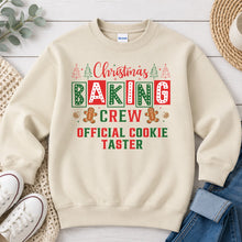 Load image into Gallery viewer, Christmas Baking Crew Official Cookie Taster Christmas design on Sand crewneck sweatshirt
