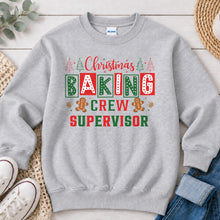 Load image into Gallery viewer, Christmas Baking Crew Supervisor Christmas design on Ash Grey crewneck sweatshirt
