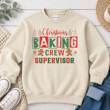Load image into Gallery viewer, Christmas Baking Crew Supervisor Christmas design on Sand crewneck sweatshirt
