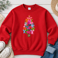 Load image into Gallery viewer, Christmas Bow Tree Christmas design on Red crewneck sweatshirt
