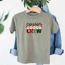 Load image into Gallery viewer, Christmas Cousin Crew Santa design on sage kids t-shirt
