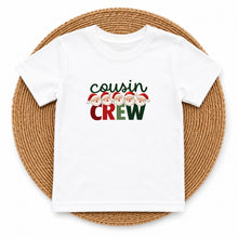 Load image into Gallery viewer, Christmas Cousin Crew Santa design on white kids t-shirt
