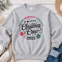 Load image into Gallery viewer, Christmas Crew 2025 Christmas design on Ash Grey crewneck sweatshirt

