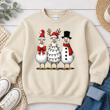 Load image into Gallery viewer, Christmas Geese And Snowman Christmas design on Sand crewneck sweatshirt
