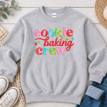 Load image into Gallery viewer, Cookie Baking Crew Christmas design on Ash Grey crewneck sweatshirt
