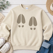 Load image into Gallery viewer, Deer Tracks Hunting design on Sand crewneck sweatshirt
