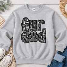 Load image into Gallery viewer, Fur Dad Paw Print dog lover design on Ash Grey crewneck sweatshirt
