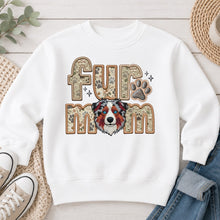 Load image into Gallery viewer, Fur Mom Australian Shepherd Grey Red Merle dog lover design on White crewneck sweatshirt
