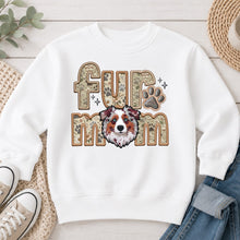 Load image into Gallery viewer, Fur Mom Australian Shepherd Red Merle dog lover design on White crewneck sweatshirt
