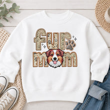 Load image into Gallery viewer, Fur Mom Australian Shepherd Red dog lover design on White crewneck sweatshirt
