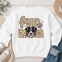 Load image into Gallery viewer, Fur Mom Australian Shepherd dog lover design on White crewneck sweatshirt
