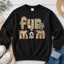 Load image into Gallery viewer, Fur Mom Bernadoodle dog lover design on Black crewneck sweatshirt
