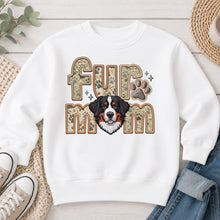 Load image into Gallery viewer, Fur Mom Bernese Mountain dog lover design on White crewneck sweatshirt
