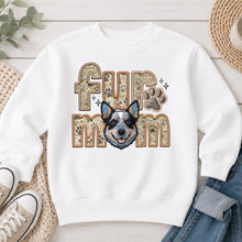 Load image into Gallery viewer, Fur Mom Blue Heeler dog lover design on White crewneck sweatshirt
