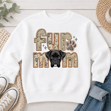 Load image into Gallery viewer, Fur Mom Boxer Black dog lover design on White crewneck sweatshirt
