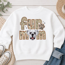 Load image into Gallery viewer, Fur Mom Boxer White dog lover design on White crewneck sweatshirt
