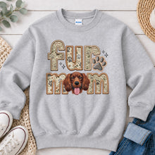 Load image into Gallery viewer, Fur Mom Brittany Brown dog lover design on Ash Grey crewneck sweatshirt
