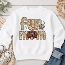 Load image into Gallery viewer, Fur Mom Brittany Brown dog lover design on White crewneck sweatshirt
