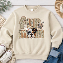 Load image into Gallery viewer, Fur Mom Bulldog Tri Color Blue Eye dog lover design on Sand crewneck sweatshirt
