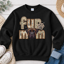 Load image into Gallery viewer, Fur Mom Cane Corso Brown dog lover design on Black crewneck sweatshirt
