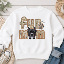 Load image into Gallery viewer, Fur Mom Cane Corso dog lover design on White crewneck sweatshirt
