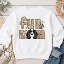 Load image into Gallery viewer, Fur Mom Cocker Spaniel Black and White dog lover design on White crewneck sweatshirt
