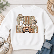 Load image into Gallery viewer, Fur Mom Cocker Spaniel dog lover design on White crewneck sweatshirt
