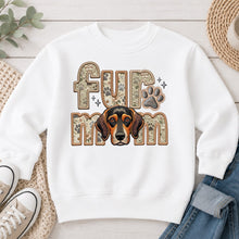 Load image into Gallery viewer, Fur Mom Coonhound Mix dog lover design on White crewneck sweatshirt
