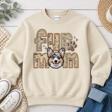 Load image into Gallery viewer, Fur Mom Corgi Merle dog lover design on Sand crewneck sweatshirt

