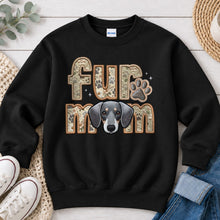 Load image into Gallery viewer, Fur Mom Dachshund Grey dog lover design on Black crewneck sweatshirt
