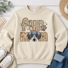 Load image into Gallery viewer, Fur Mom Dachshund Grey dog lover design on Sand crewneck sweatshirt
