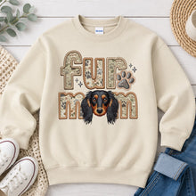Load image into Gallery viewer, Fur Mom Dachshund Long Hair Black and Tan dog lover design on Sand crewneck sweatshirt
