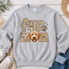 Load image into Gallery viewer, Fur Mom Doodle Apricot dog lover design on Ash Grey crewneck sweatshirt
