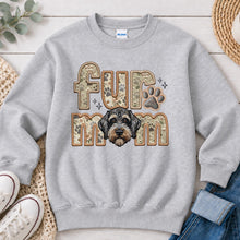 Load image into Gallery viewer, Fur Mom Doodle Brindle dog lover design on Ash Grey crewneck sweatshirt

