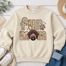 Load image into Gallery viewer, Fur Mom Doodle Chocolate dog lover design on Sand crewneck sweatshirt
