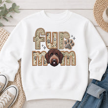 Load image into Gallery viewer, Fur Mom Doodle Chocolate dog lover design on White crewneck sweatshirt

