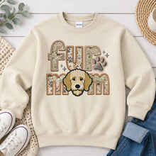 Load image into Gallery viewer, Fur Mom Doodle Golden dog lover design on Sand crewneck sweatshirt
